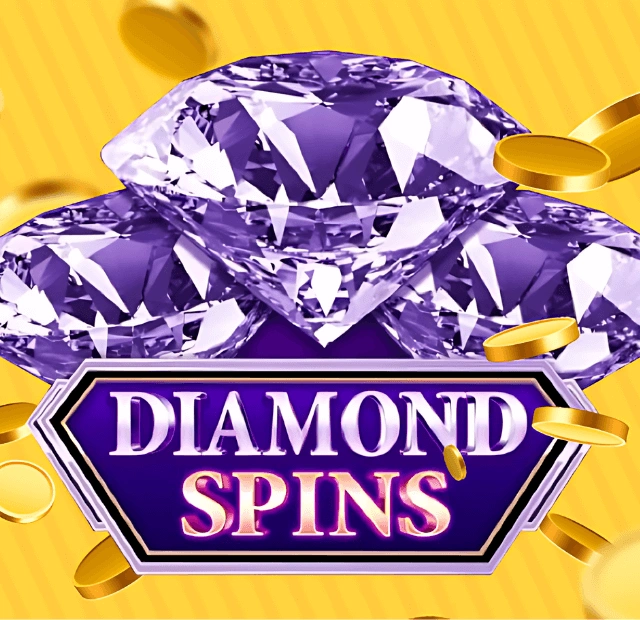 Merkur Slots Diamond Spins promotion featuring purple diamonds and gold coins, highlighting casino bonus offers and free spins rewards.